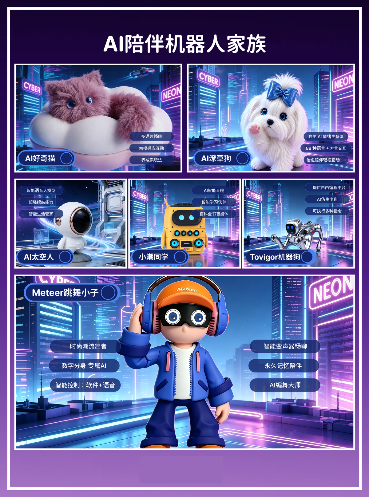 Meteer Dancing Buddy AI Desktop Robot - Interactive Voice Chat Companion