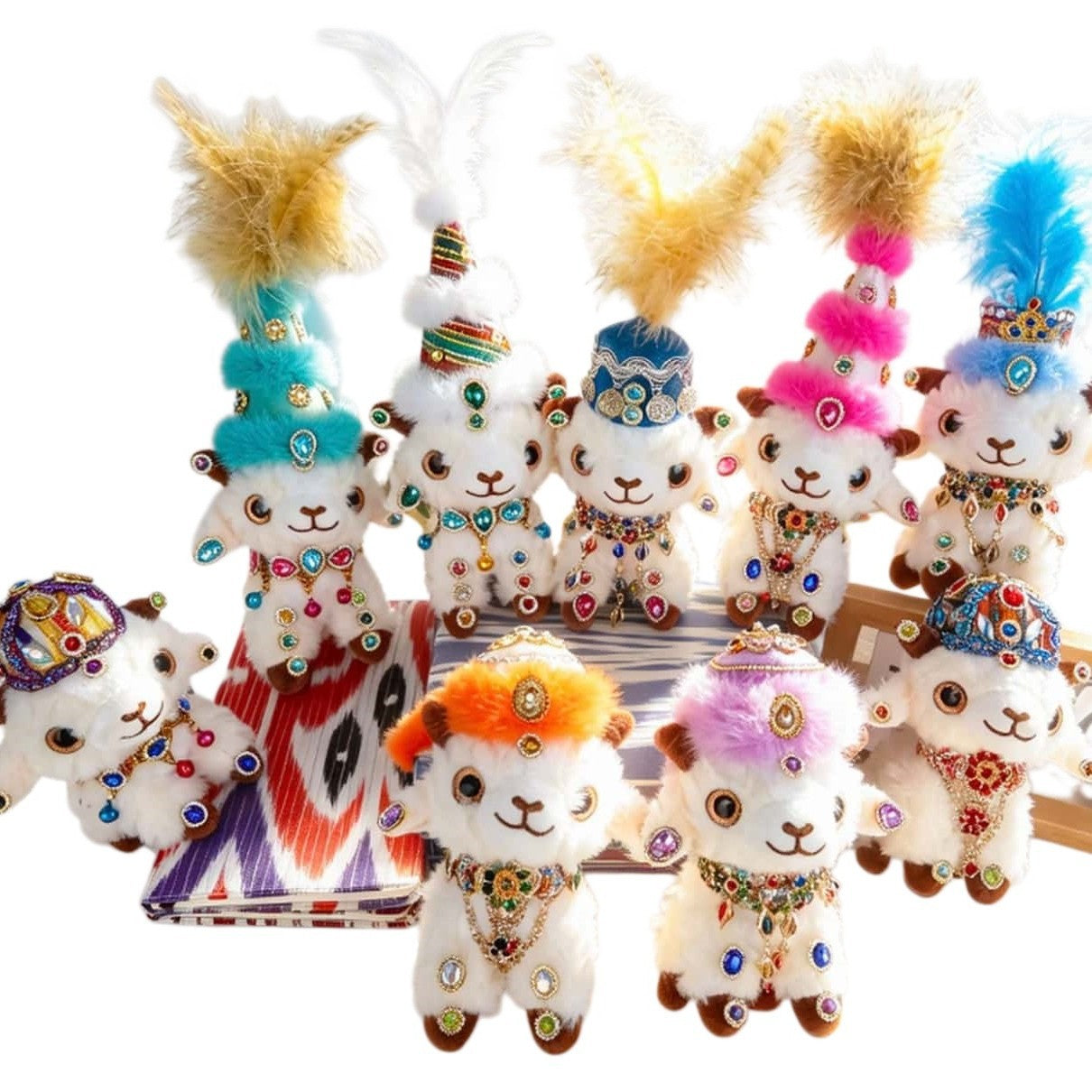 Xinjiang Little Sheep plush keychain - white background
